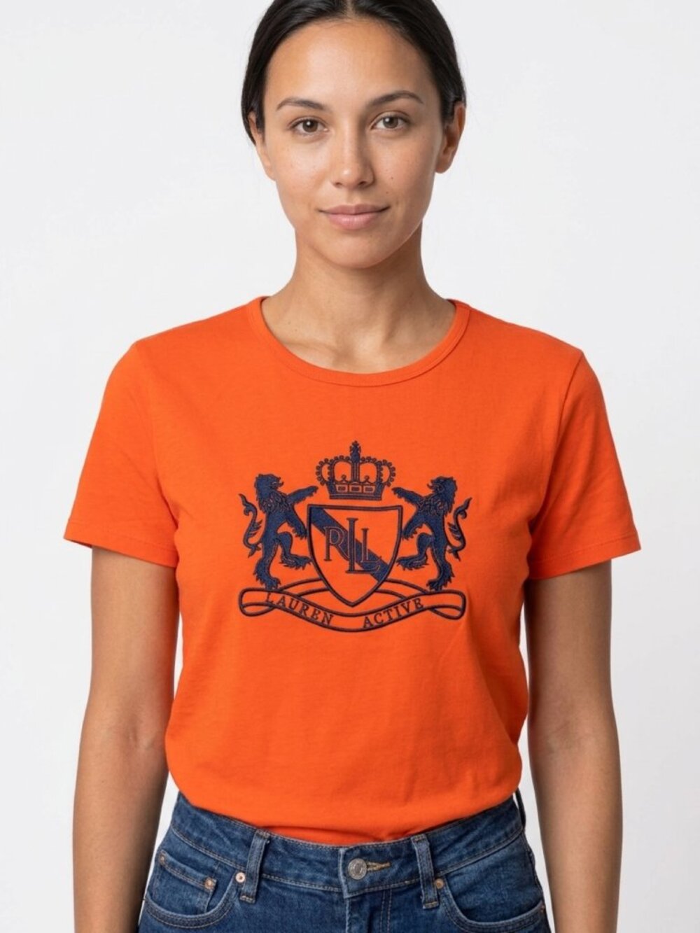 LAUREN ACTIVE BY RALPH LAUREN SHIRT, VIBRANT ORANGE COLOR, SIZE L